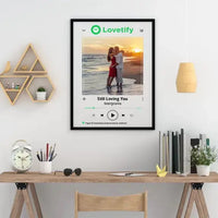 Personalizuotas "Lovetify" dizaino įrėmintas plakatas su jūsų nuotrauka ir daina  Posteris(Plakatas) -  dovanokis.lt
