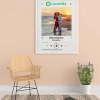 Personalizuotas "Lovetify" dizaino įrėmintas plakatas su jūsų nuotrauka ir daina  Posteris(Plakatas) -  dovanokis.lt