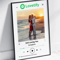 Personalizuotas "Lovetify" dizaino įrėmintas plakatas su jūsų nuotrauka ir daina  Posteris(Plakatas) -  dovanokis.lt