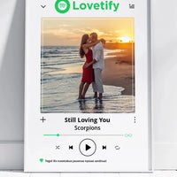 Personalizuotas "Lovetify" dizaino įrėmintas plakatas su jūsų nuotrauka ir daina  Posteris(Plakatas) -  dovanokis.lt