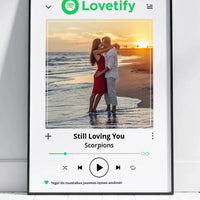 Personalizuotas "Lovetify" dizaino įrėmintas plakatas su jūsų nuotrauka ir daina  Posteris(Plakatas) -  dovanokis.lt