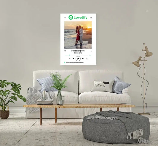 Personalizuotas "lovetify" drobės dizainas su tavo nuotrauka ir pasirinkta daina  Drobe -  dovanokis.lt