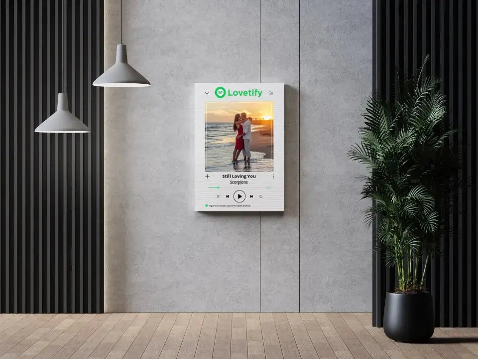 Personalizuotas "lovetify" drobės dizainas su tavo nuotrauka ir pasirinkta daina  Drobe -  dovanokis.lt