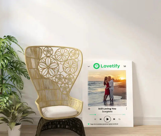 Personalizuotas "lovetify" drobės dizainas su tavo nuotrauka ir pasirinkta daina  Drobe -  dovanokis.lt