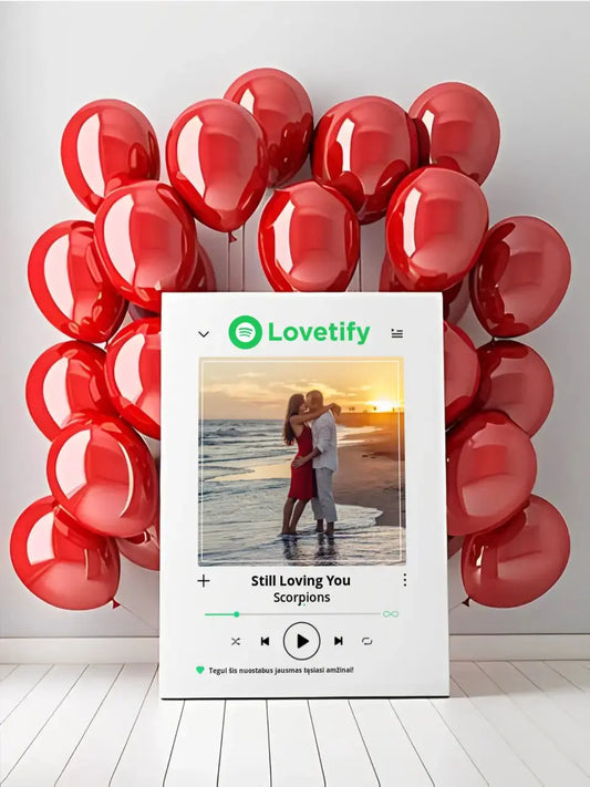 Personalizuotas "lovetify" drobės dizainas su tavo nuotrauka ir pasirinkta daina  Drobe -  dovanokis.lt
