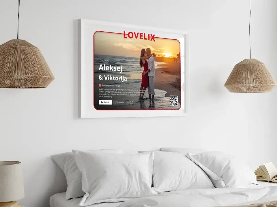 Personalizuotas "Lovelix" dizaino įrėmintas plakatas su jūsų nuotrauka ir vardais  Poster -  dovanokis.lt