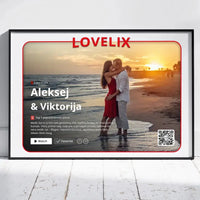 Personalizuotas "Lovelix" dizaino įrėmintas plakatas su jūsų nuotrauka ir vardais  Poster -  dovanokis.lt