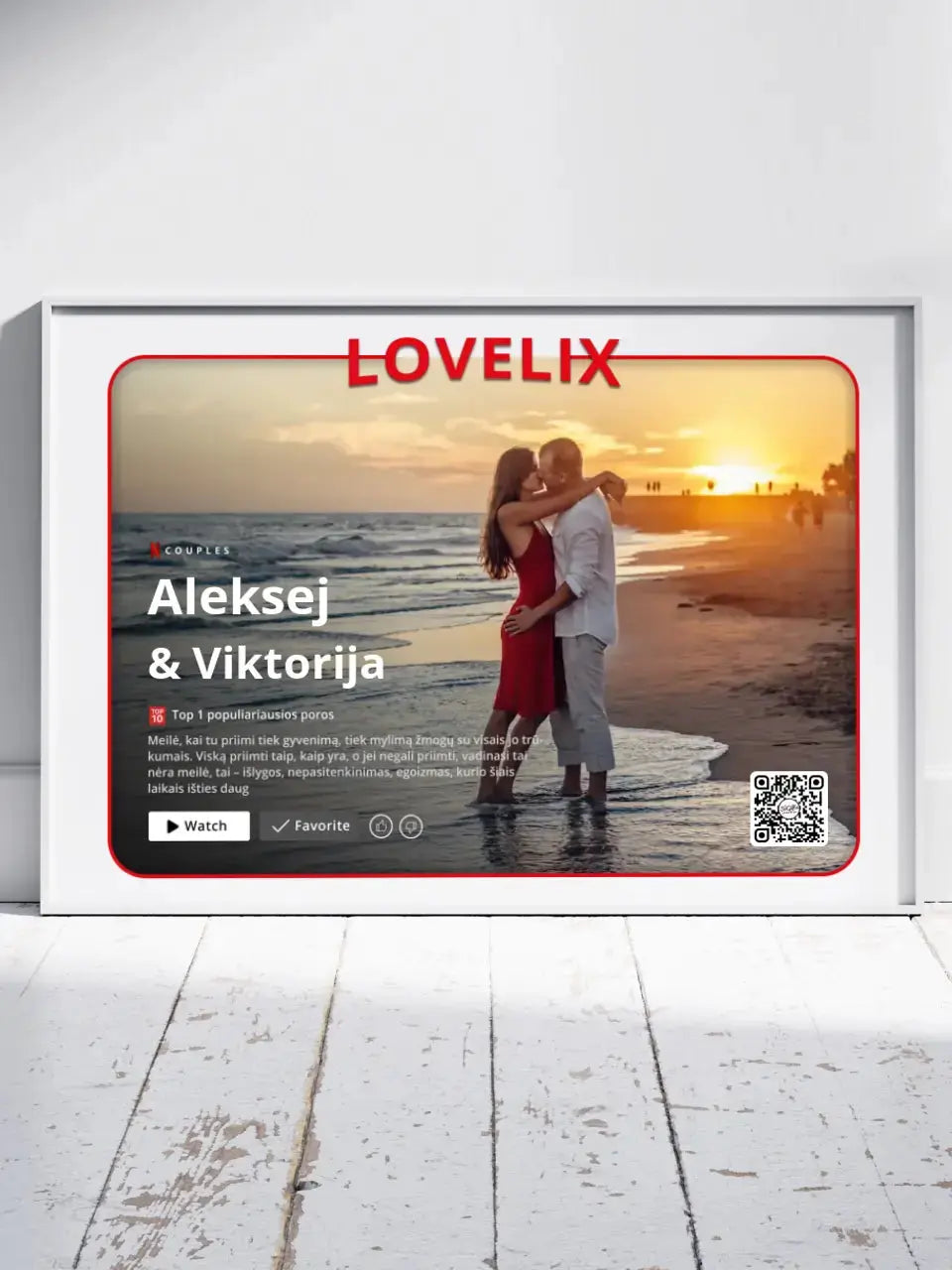 Personalizuotas "Lovelix" dizaino įrėmintas plakatas su jūsų nuotrauka ir vardais  Poster -  dovanokis.lt