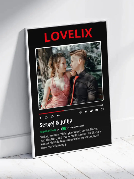 Personalizuotas "Lovelix" dizaino įrėmintas plakatas su jūsų nuotrauka ir vardais  Posteris(Plakatas) -  dovanokis.lt