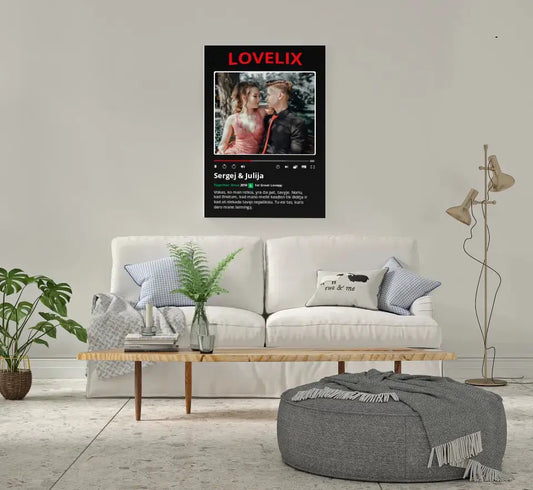 Personalizuotas "Lovelix" dizaino kūrinys ant drobės su jūsų nuotrauka ir vardais  Drobe -  dovanokis.lt