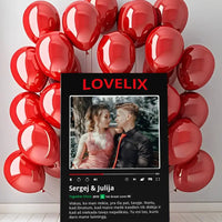 Personalizuotas "Lovelix" dizaino kūrinys ant drobės su jūsų nuotrauka ir vardais  Drobe -  dovanokis.lt