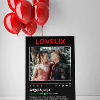 Personalizuotas "Lovelix" dizaino kūrinys ant drobės su jūsų nuotrauka ir vardais  Drobe -  dovanokis.lt