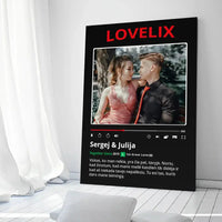 Personalizuotas "Lovelix" dizaino kūrinys ant drobės su jūsų nuotrauka ir vardais  Drobe -  dovanokis.lt