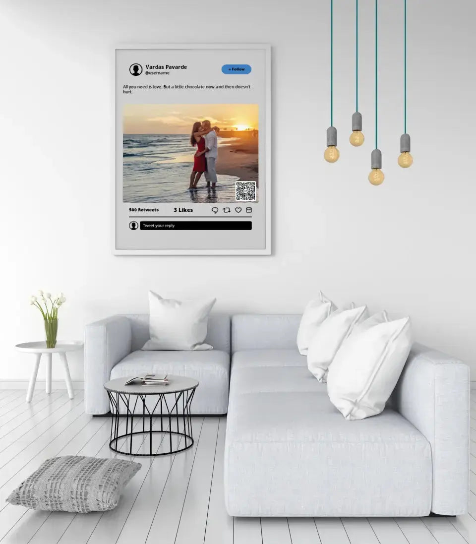 Personalizuotas "Twitter" dizaino įrėmintas plakatas su jūsų nuotrauka ir tekstu  Posteris(Plakatas) -  dovanokis.lt