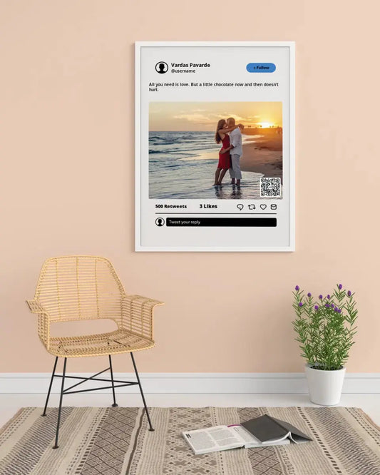 Personalizuotas "Twitter" dizaino įrėmintas plakatas su jūsų nuotrauka ir tekstu  Posteris(Plakatas) -  dovanokis.lt