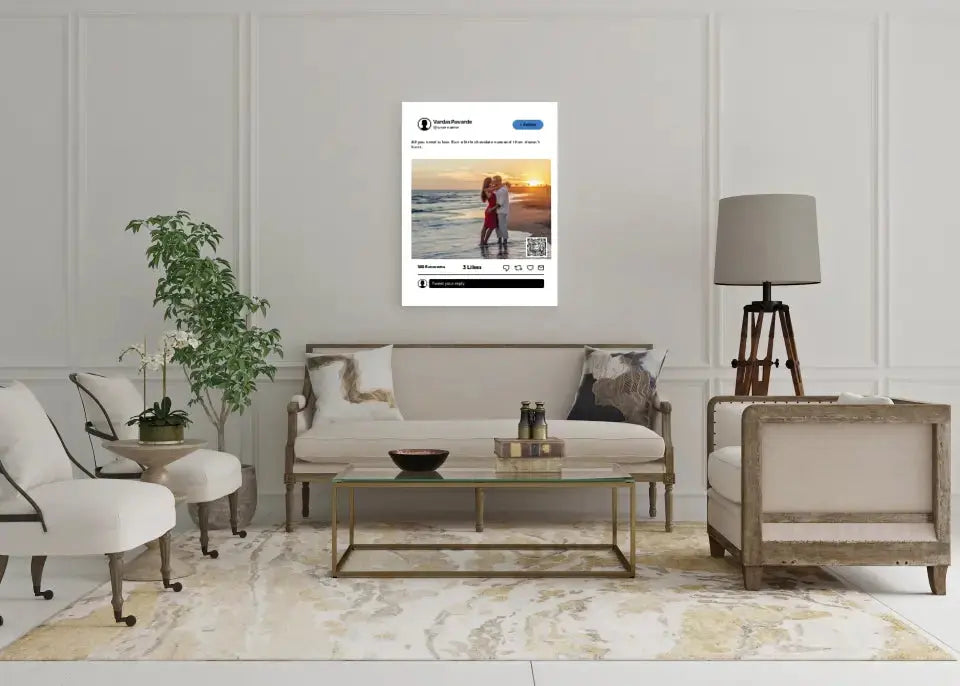 Personalizuotas "Twitter" dizaino kūrinys ant drobės su jūsų nuotrauka ir tekstu  Drobe -  dovanokis.lt