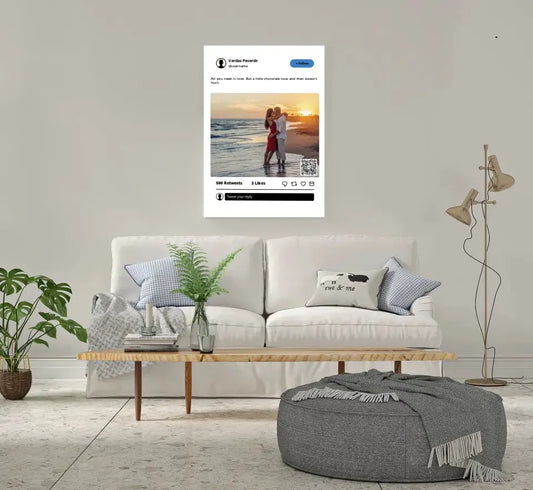 Personalizuotas "Twitter" dizaino kūrinys ant drobės su jūsų nuotrauka ir tekstu  Drobe -  dovanokis.lt