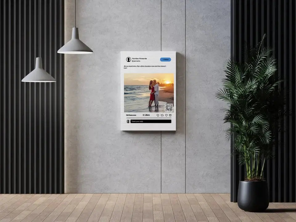 Personalizuotas "Twitter" dizaino kūrinys ant drobės su jūsų nuotrauka ir tekstu  Drobe -  dovanokis.lt