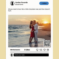 Personalizuotas "Twitter" dizaino kūrinys ant drobės su jūsų nuotrauka ir tekstu  Drobe -  dovanokis.lt