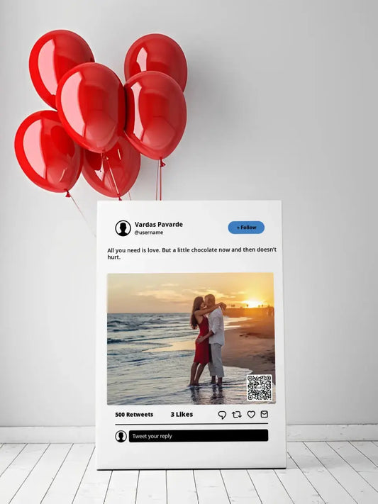 Personalizuotas "Twitter" dizaino kūrinys ant drobės su jūsų nuotrauka ir tekstu  Drobe -  dovanokis.lt