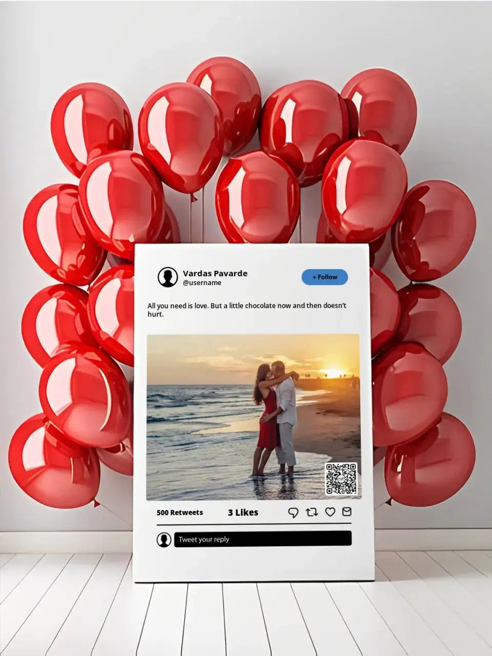 Personalizuotas "Twitter" dizaino kūrinys ant drobės su jūsų nuotrauka ir tekstu  Drobe -  dovanokis.lt