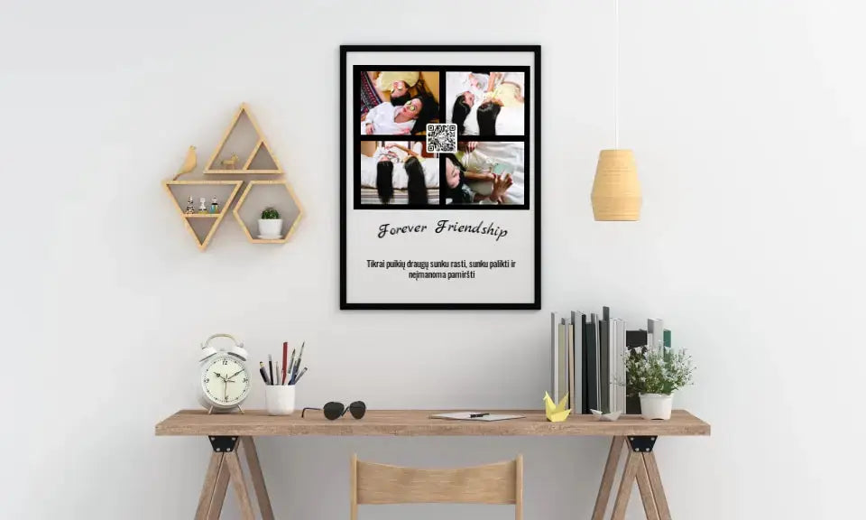 Personalizuotas "Forever Friendship" dizaino įrėmintas plakatas su jūsų nuotraukomis ir tekstu  Posteris(Plakatas) -  dovanokis.lt