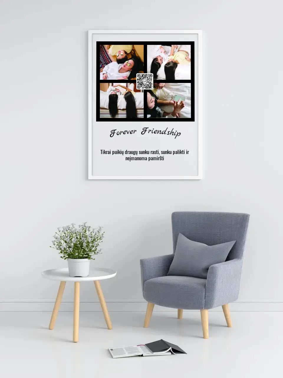 Personalizuotas "Forever Friendship" dizaino įrėmintas plakatas su jūsų nuotraukomis ir tekstu  Posteris(Plakatas) -  dovanokis.lt