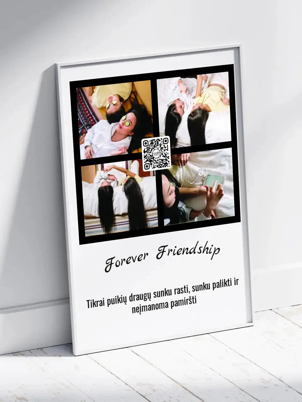 Personalizuotas "Forever Friendship" dizaino įrėmintas plakatas su jūsų nuotraukomis ir tekstu  Posteris(Plakatas) -  dovanokis.lt
