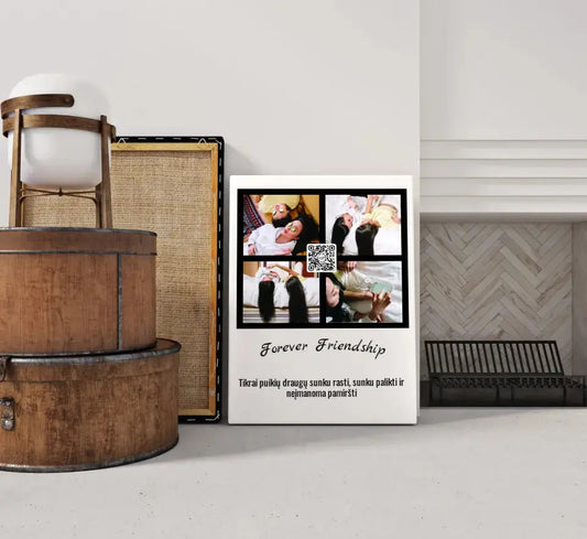 Personalizuotas "Forever Friendship" dizaino kūrinys ant drobės su jūsų nuotraukomis ir tekstu  Drobe -  dovanokis.lt