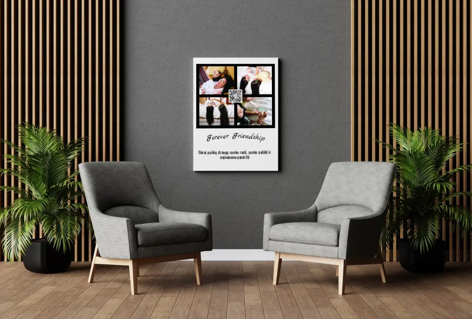 Personalizuotas "Forever Friendship" dizaino kūrinys ant drobės su jūsų nuotraukomis ir tekstu