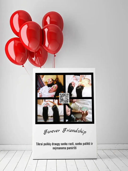 Personalizuotas "Forever Friendship" dizaino kūrinys ant drobės su jūsų nuotraukomis ir tekstu  Drobe -  dovanokis.lt
