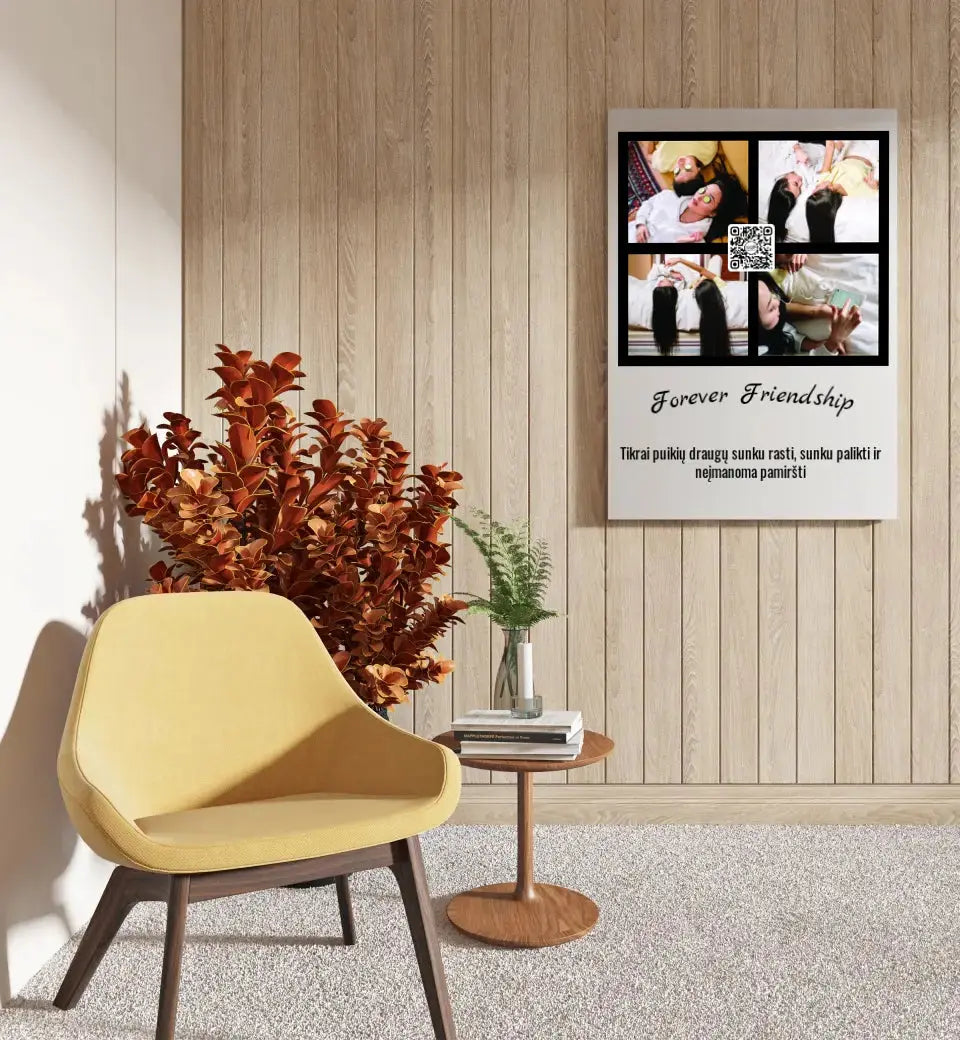 Personalizuotas "Forever Friendship" dizaino kūrinys ant drobės su jūsų nuotraukomis ir tekstu  Drobe -  dovanokis.lt