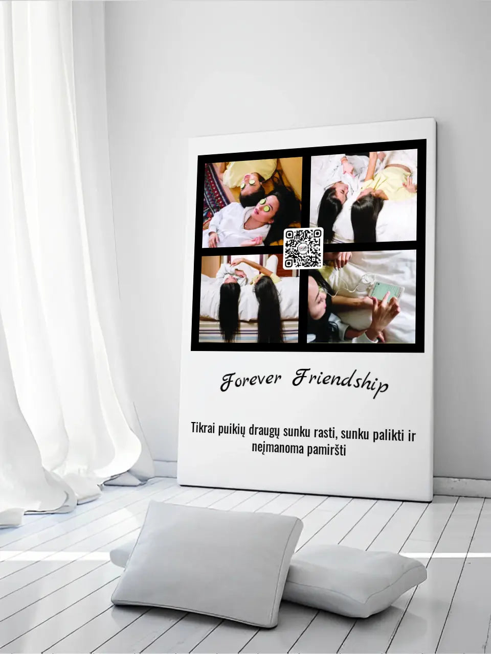 Personalizuotas "Forever Friendship" dizaino kūrinys ant drobės su jūsų nuotraukomis ir tekstu
