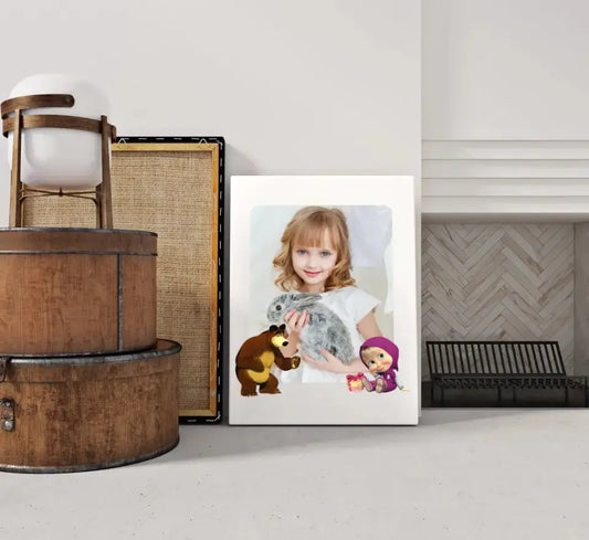 Personalizuotas "Masha ir Lokys" dizaino kūrinys ant drobės su jūsų nuotrauka  Drobe -  dovanokis.lt