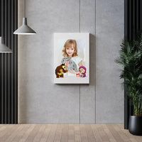 Personalizuotas "Masha ir Lokys" dizaino kūrinys ant drobės su jūsų nuotrauka  Drobe -  dovanokis.lt