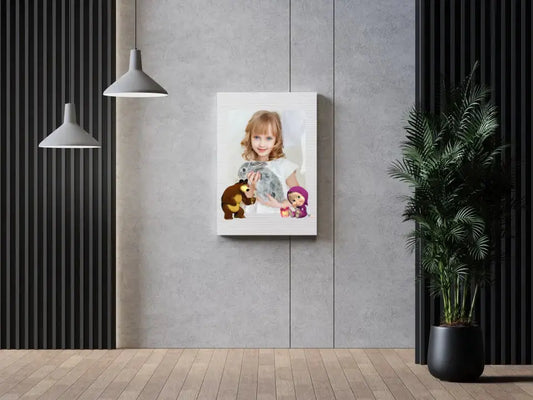 Personalizuotas "Masha ir Lokys" dizaino kūrinys ant drobės su jūsų nuotrauka  Drobe -  dovanokis.lt