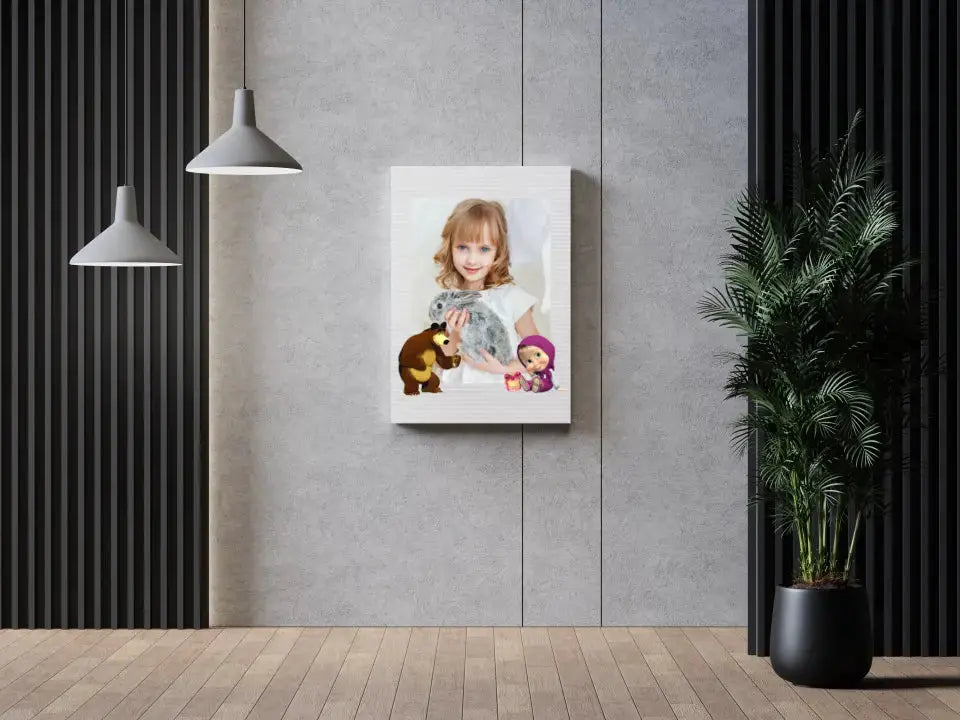 Personalizuotas "Masha ir Lokys" dizaino kūrinys ant drobės su jūsų nuotrauka  Drobe -  dovanokis.lt