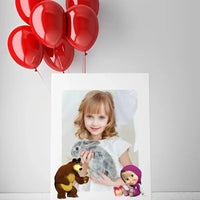 Personalizuotas "Masha ir Lokys" dizaino kūrinys ant drobės su jūsų nuotrauka  Drobe -  dovanokis.lt