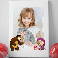 Personalizuotas "Masha ir Lokys" dizaino kūrinys ant drobės su jūsų nuotrauka  Drobe -  dovanokis.lt