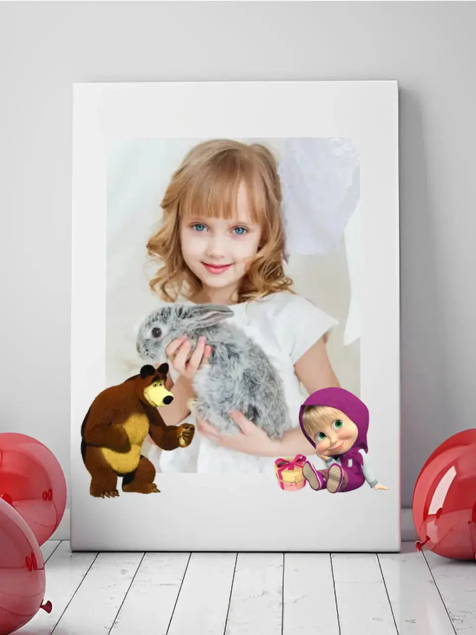 Personalizuotas "Masha ir Lokys" dizaino kūrinys ant drobės su jūsų nuotrauka  Drobe -  dovanokis.lt