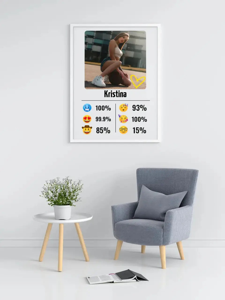 Personalizuotas "Emojis" dizaino įrėmintas plakatas su jūsų nuotrauka ir vardu  Posteris(Plakatas) -  dovanokis.lt