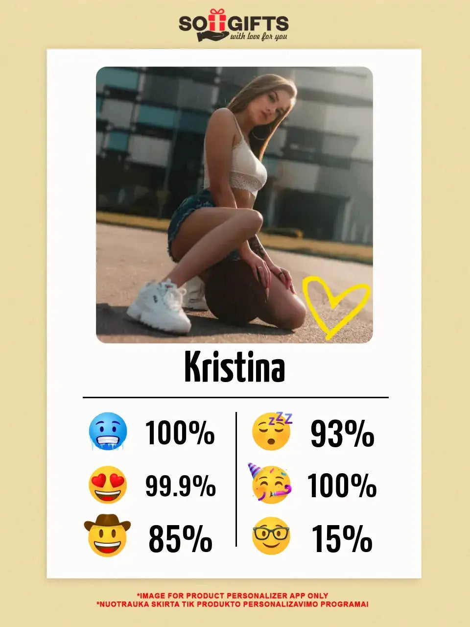 Personalizuotas "Emojis" kūrinys ant drobės su jūsų nuotrauka ir vardu  Drobe -  dovanokis.lt