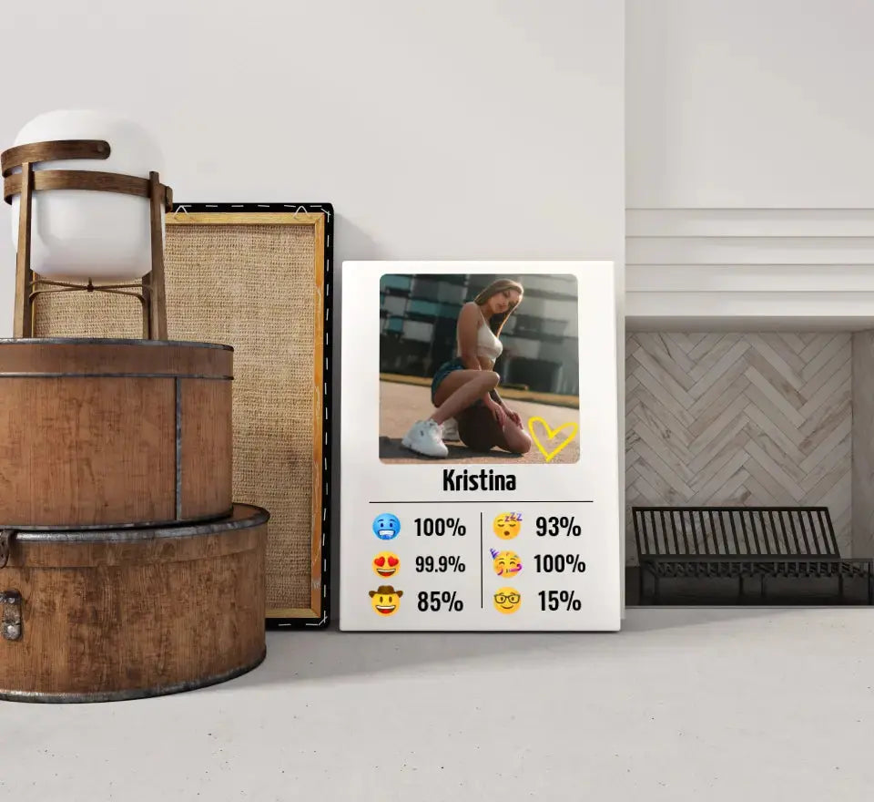 Personalizuotas "Emojis" kūrinys ant drobės su jūsų nuotrauka ir vardu  Drobe -  dovanokis.lt