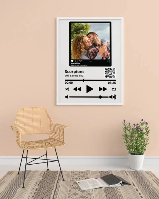 Personalizuotas "Besties" dizaino įrėmintas plakatas su jūsų nuotrauka ir pasirinkta daina  Posteris(Plakatas) -  dovanokis.lt