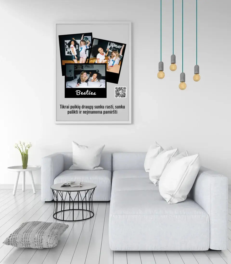 Personalizuotas "Besties" dizaino įrėmintas plakatas su jūsų nuotrauka ir tekstu  Posteris(Plakatas) -  dovanokis.lt