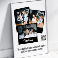 Personalizuotas "Besties" dizaino įrėmintas plakatas su jūsų nuotrauka ir tekstu  Posteris(Plakatas) -  dovanokis.lt