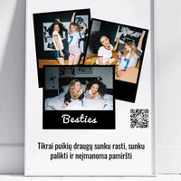 Personalizuotas "Besties" dizaino įrėmintas plakatas su jūsų nuotrauka ir tekstu  Posteris(Plakatas) -  dovanokis.lt