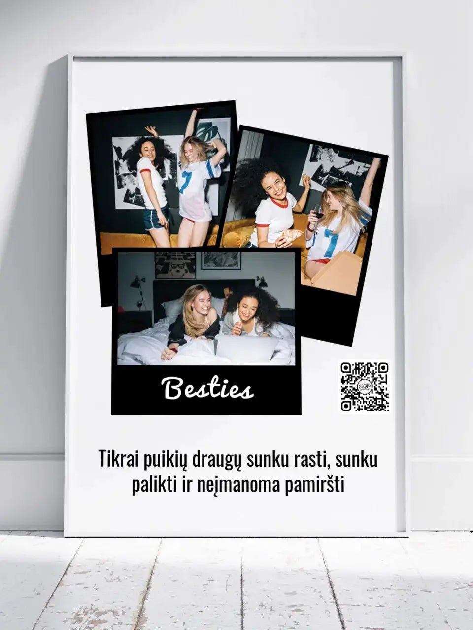 Personalizuotas "Besties" dizaino įrėmintas plakatas su jūsų nuotrauka ir tekstu  Posteris(Plakatas) -  dovanokis.lt
