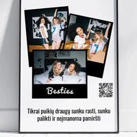 Personalizuotas "Besties" dizaino įrėmintas plakatas su jūsų nuotrauka ir tekstu  Posteris(Plakatas) -  dovanokis.lt