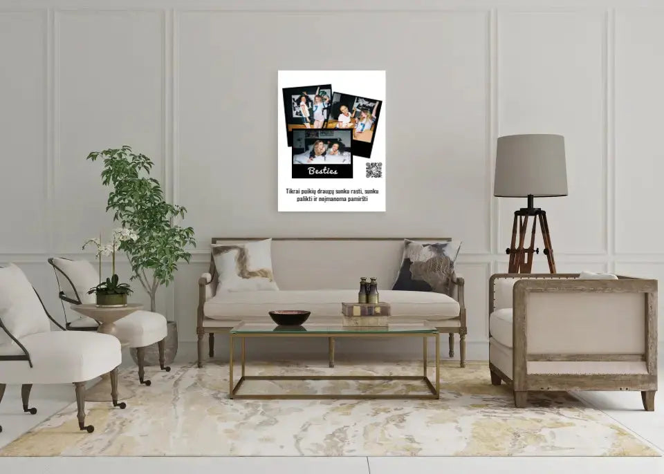 Personalizuotas "Besties" kūrinys ant drobės su jūsų nuotrauka ir tekstu  Drobe -  dovanokis.lt